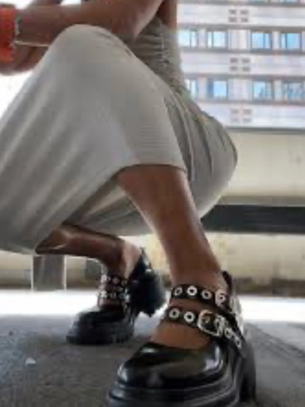 NWOB Maje Black Leather Platform Mary Jane “Babies” with Silver Eyelets